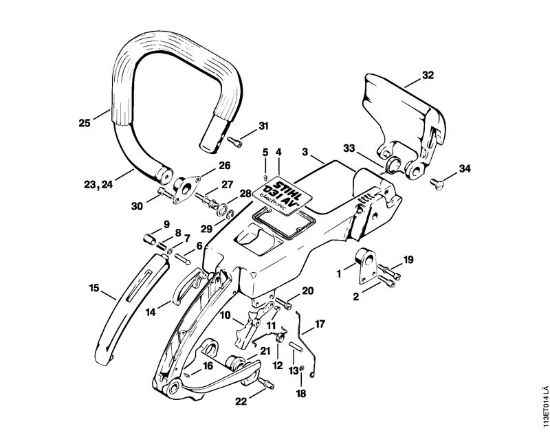 Handle frame, Handlebar Gasoline chain saws (MS) 031 Stihl