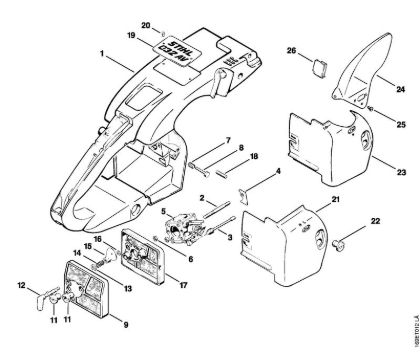 Handle frame, Air filter Gasoline chain saws (MS) 032 AV Stihl