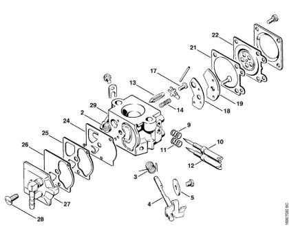 Carburetor WA-49    7 683 698 Gasoline chain saws (MS) 032 AVEQW Stihl