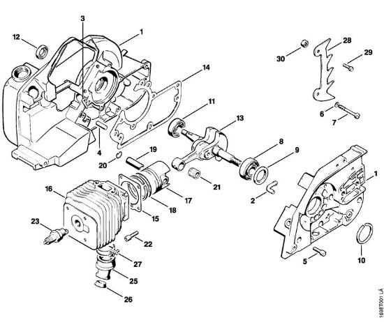 Crankcase, Cylinder Gasoline chain saws (MS) 032 AVEW Stihl