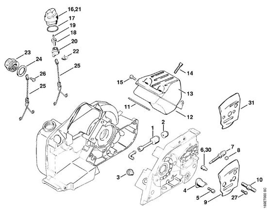 Pickup body, Muffler Gasoline chain saws (MS) 032 AVEW Stihl