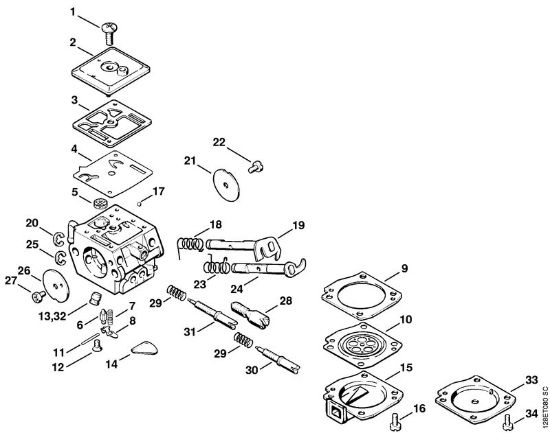 Carburetor C3A-S31 Gasoline chain saws (MS) 034 Stihl