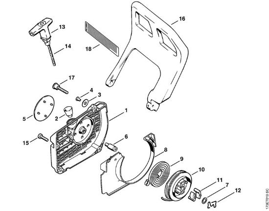 Rewind starter Gasoline chain saws (MS) 034 Stihl