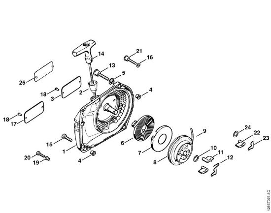 Rewind starter (31.2001) Gasoline chain saws (MS) 034 Stihl