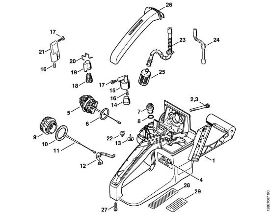 Tank housing Gasoline chain saws (MS) 034 Stihl