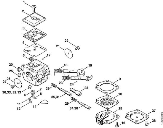Carburetor C3A-S31 Gasoline chain saws (MS) 036 QS Stihl