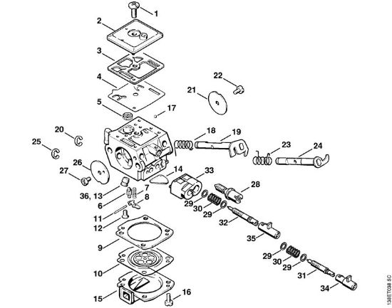 Carburetor C3A-S39 Gasoline chain saws (MS) 036 QS Stihl