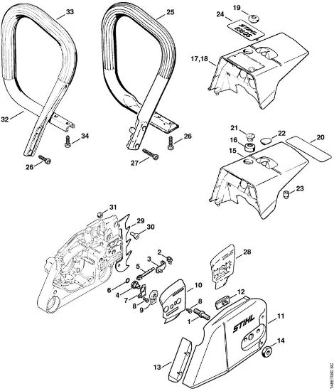 Chain tensioner, Shroud Gasoline chain saws (MS) 036 QS Stihl