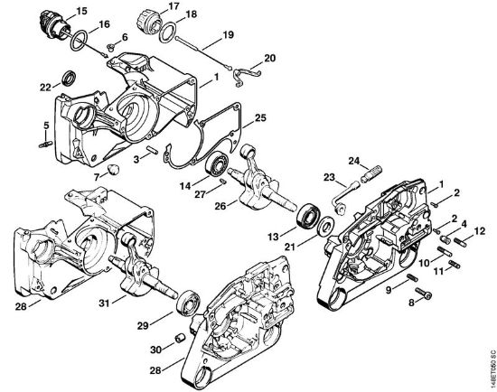 Crankcase Gasoline chain saws (MS) 036 QS Stihl