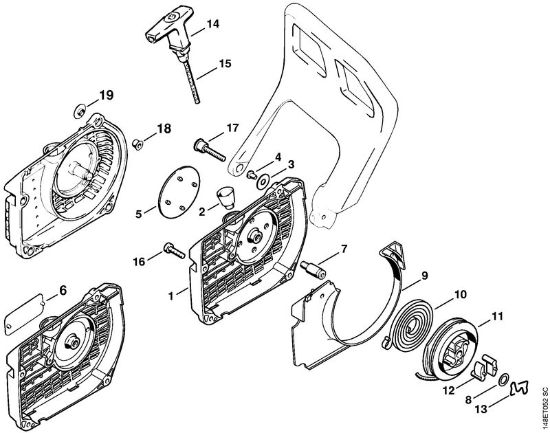 Rewind starter Gasoline chain saws (MS) 036 QS Stihl