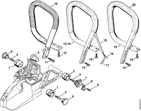 AV system, Handlebar Gasoline chain saws (MS) 036 WVH Stihl