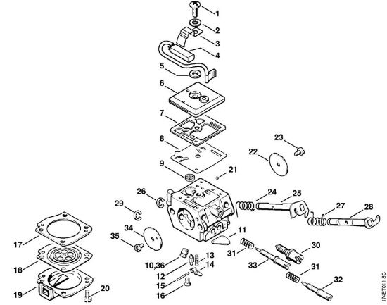 Carburetor C3A-S27 Gasoline chain saws (MS) 036 WVH Stihl