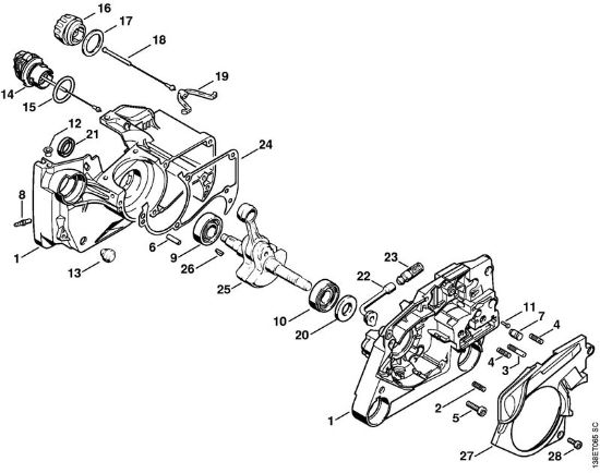 Crankcase Gasoline chain saws (MS) 036 WVH Stihl