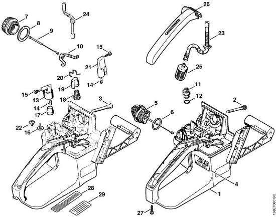 Tank housing Gasoline chain saws (MS) 036 WVH Stihl