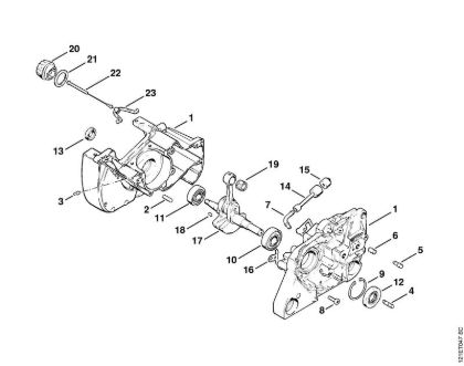 Crankcase Gasoline chain saws (MS) 038 S Stihl