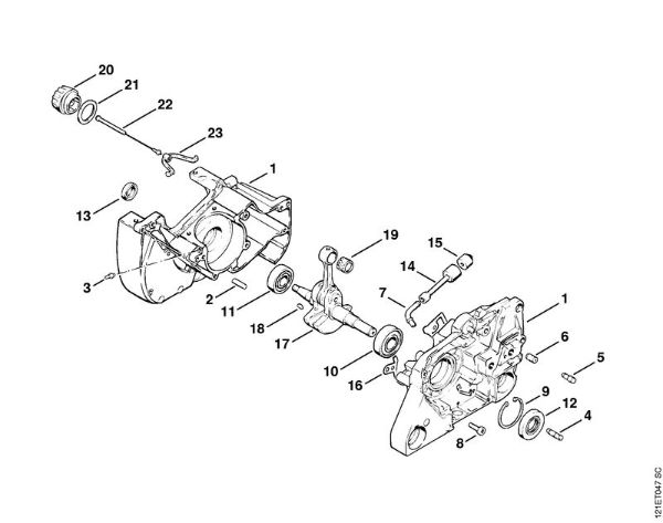 Crankcase Gasoline chain saws (MS) 038 S Stihl