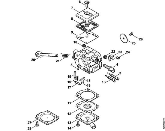 Carburetor C3-S148, C3-S149 Gasoline chain saws (MS) 038 SW Stihl