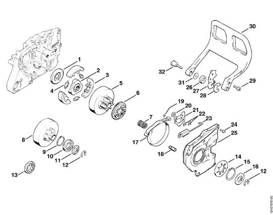 Clutch Gasoline chain saws (MS) 038 SW Stihl