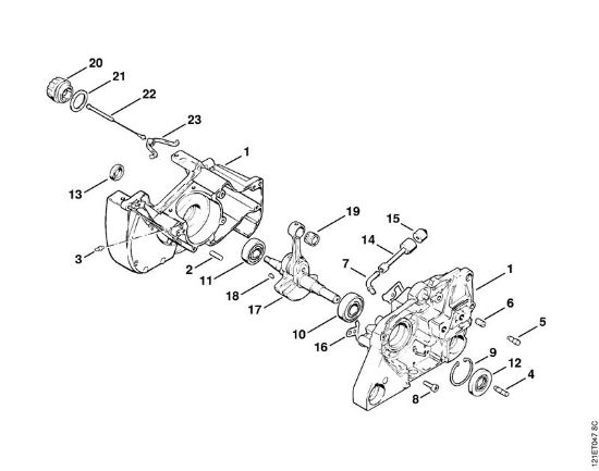 Crankcase Gasoline chain saws (MS) 038 SW Stihl