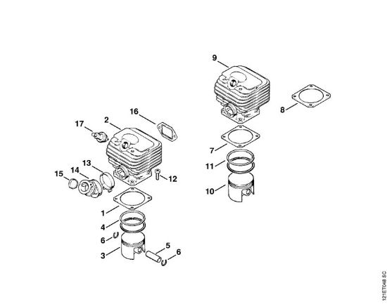 Cylinder Gasoline chain saws (MS) 038 SW Stihl