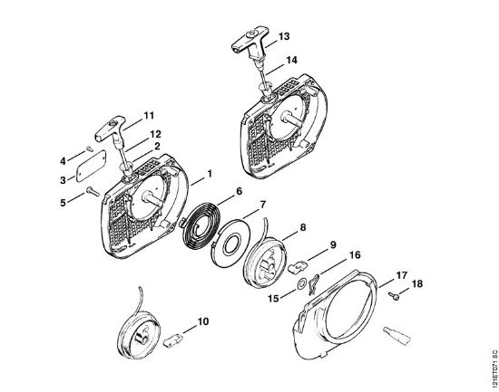 Rewind starter Gasoline chain saws (MS) 038 SW Stihl