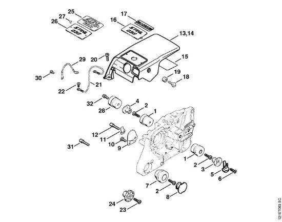 Shroud Gasoline chain saws (MS) 038 SW Stihl
