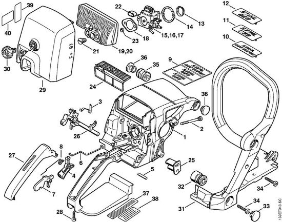 Handle housing Gasoline chain saws (MS) 039 Stihl