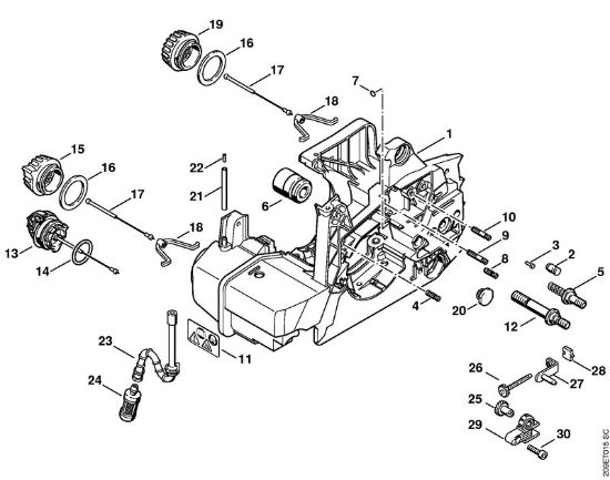 Motor housing Gasoline chain saws (MS) 039 Stihl