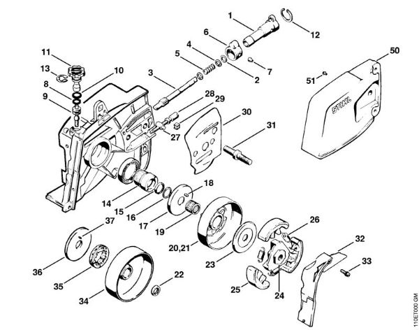 Oil pump, Clutch, Chain sprocket cover Gasoline chain saws (MS) 041 AVEQ Stihl
