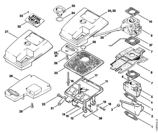 Filter housing, Air filter Gasoline chain saws (MS) 041 AVQ Stihl