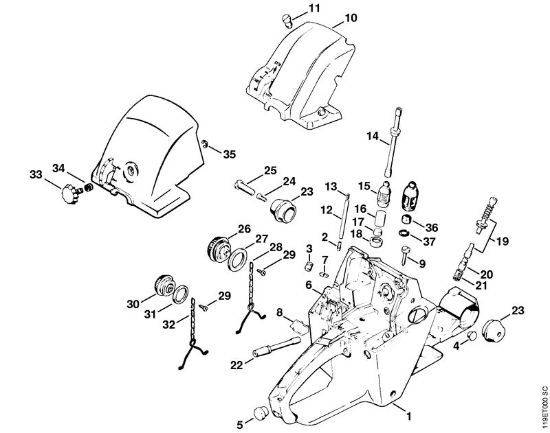 Tank housing Gasoline chain saws (MS) 042 Stihl