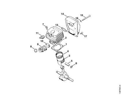 Cylinder, Muffler Gasoline chain saws (MS) 042 Q Stihl