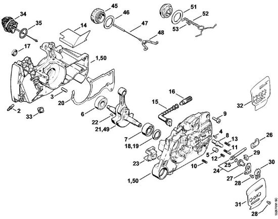 Crankcase, Crankshaft Gasoline chain saws (MS) 044 Stihl
