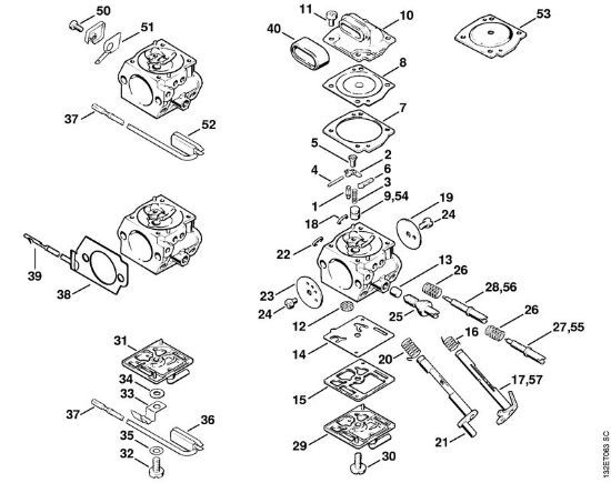 Carburetor C3M-S5, S24, S5, S20, S22, S23 Gasoline chain saws (MS) 044 W Stihl