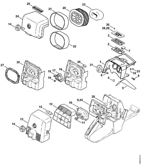Shroud, Air filter Gasoline chain saws (MS) 044 W Stihl