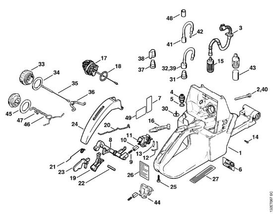Tank housing Gasoline chain saws (MS) 044 W Stihl