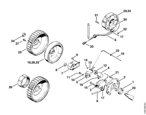 Ignition system Gasoline chain saws (MS) 045 AV Stihl