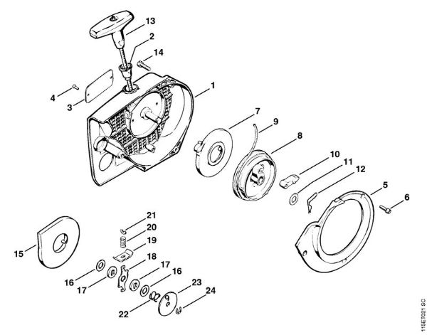 Rewind starter Gasoline chain saws (MS) 045 AV Stihl