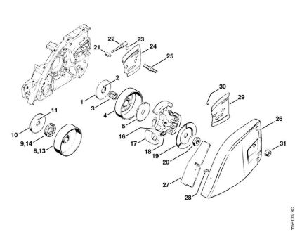 Chain sprocket, Clutch Gasoline chain saws (MS) 045 AVEQ Stihl