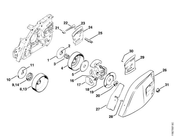 Chain sprocket, Clutch Gasoline chain saws (MS) 045 AVEQ Stihl