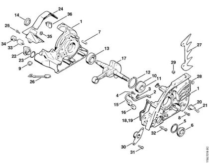 Crankcase, Crankshaft Gasoline chain saws (MS) 045 AVEQ Stihl