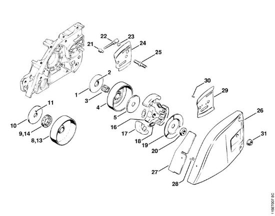 Chain sprocket, Clutch Gasoline chain saws (MS) 045 AVSE Stihl