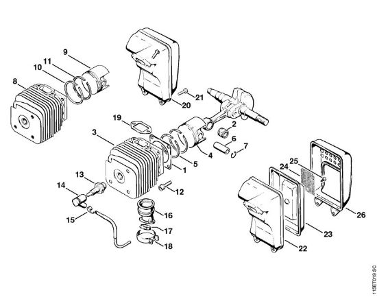 Cylinder, Piston Gasoline chain saws (MS) 045 AVSE Stihl