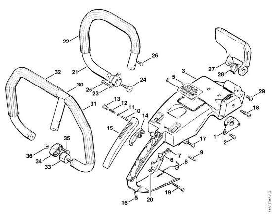 Handle frame, Handlebar Gasoline chain saws (MS) 045 AVSE Stihl