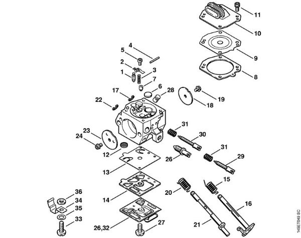 Carburetor HD-8, HD-9 Gasoline chain saws (MS) 046 Stihl