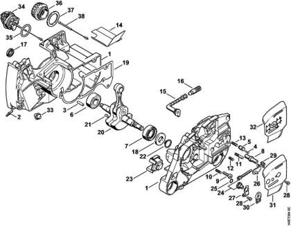 Crankcase, Crankshaft Gasoline chain saws (MS) 046 Stihl
