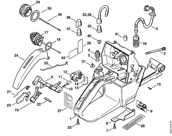 Tank housing Gasoline chain saws (MS) 046 Stihl