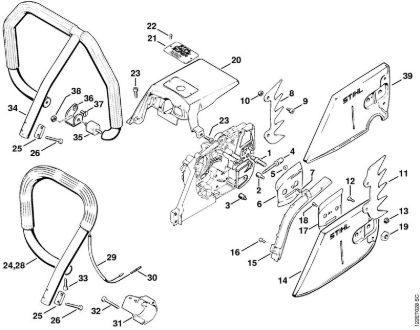 Chain sprocket cover, Handlebar Gasoline chain saws (MS) 048 Stihl