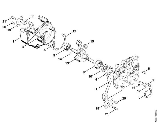 Crankcase, Crankshaft Gasoline chain saws (MS) 048 Stihl