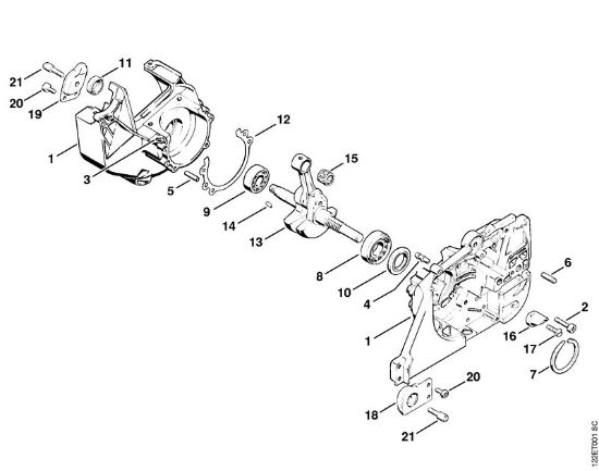 Crankcase, Crankshaft Gasoline chain saws (MS) 048 AVE Stihl